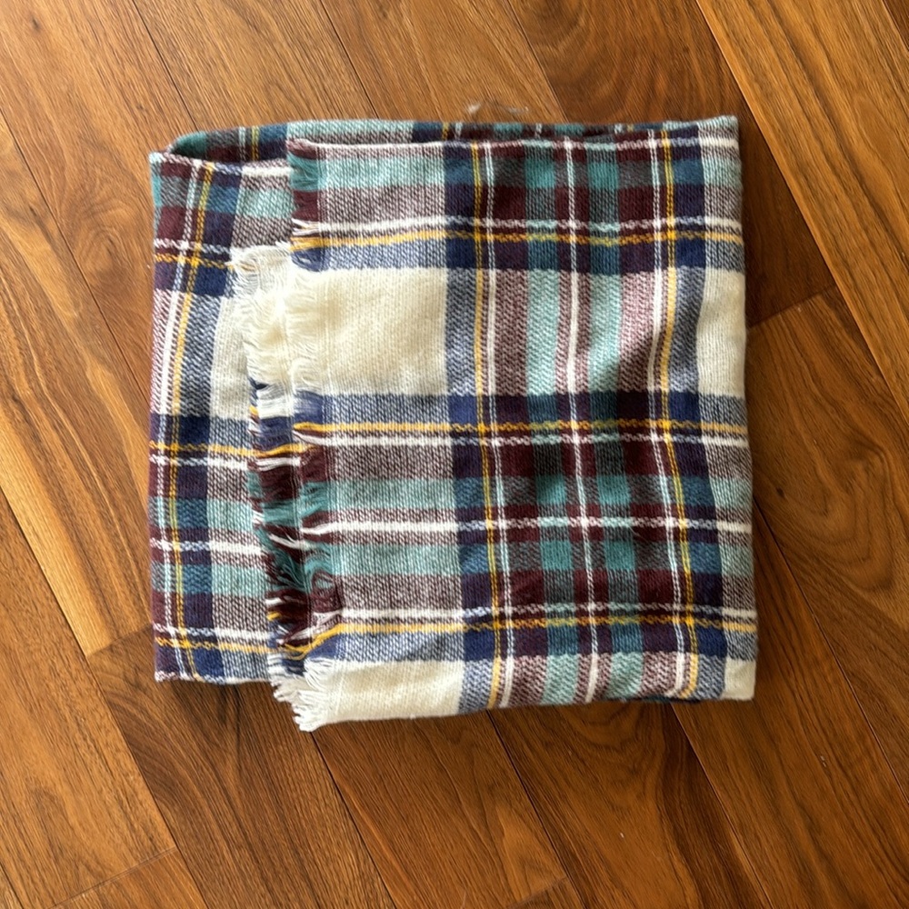 Burgundy/navy long scarf